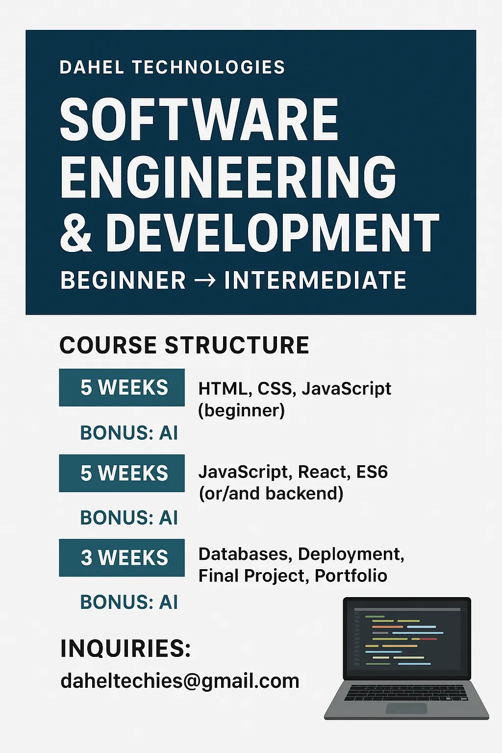 Software Engineering/Development Beginner to Intermediate Course