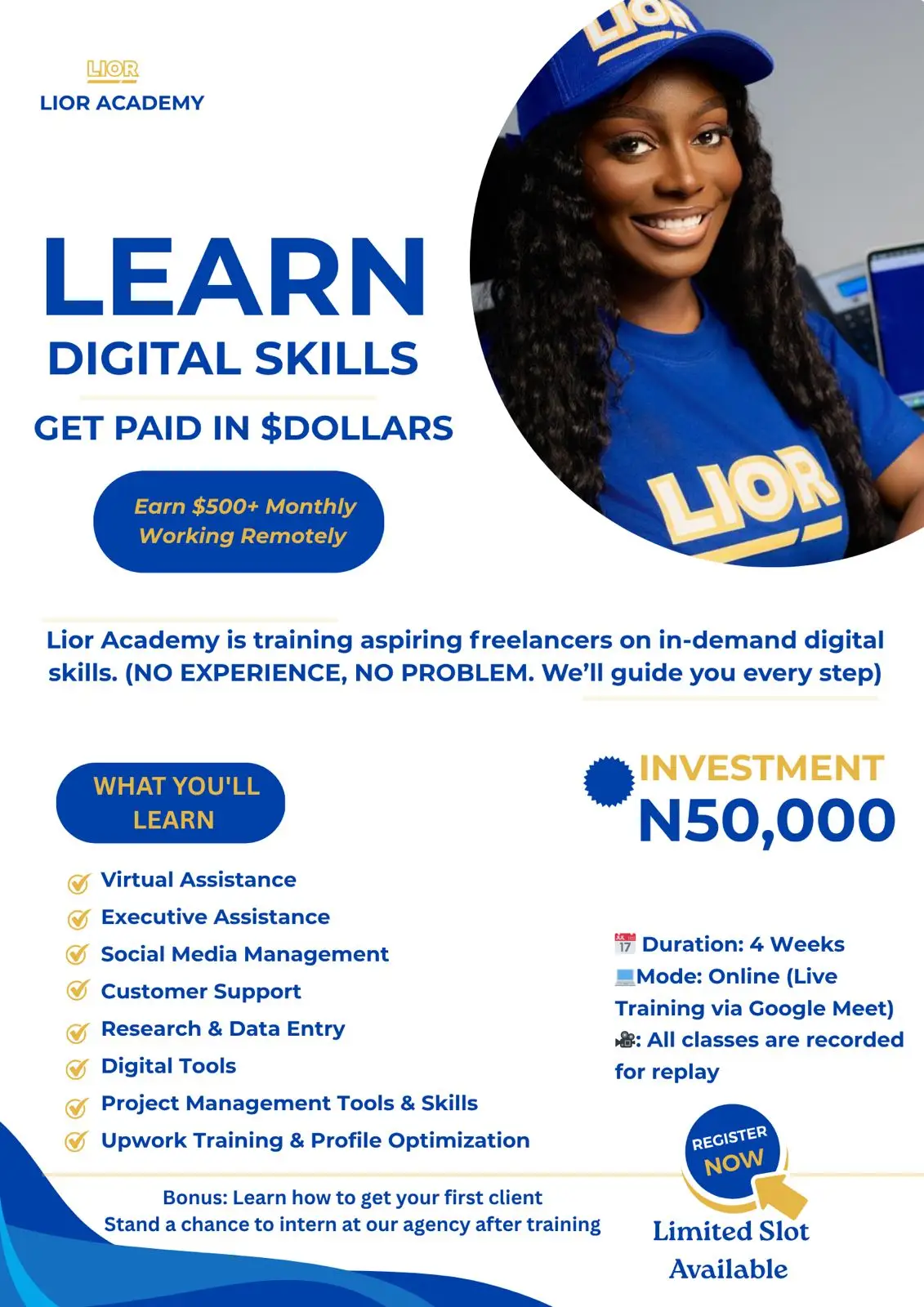 Enroll for Lior Academy Virtual Assistant Group Class (Installment plan)