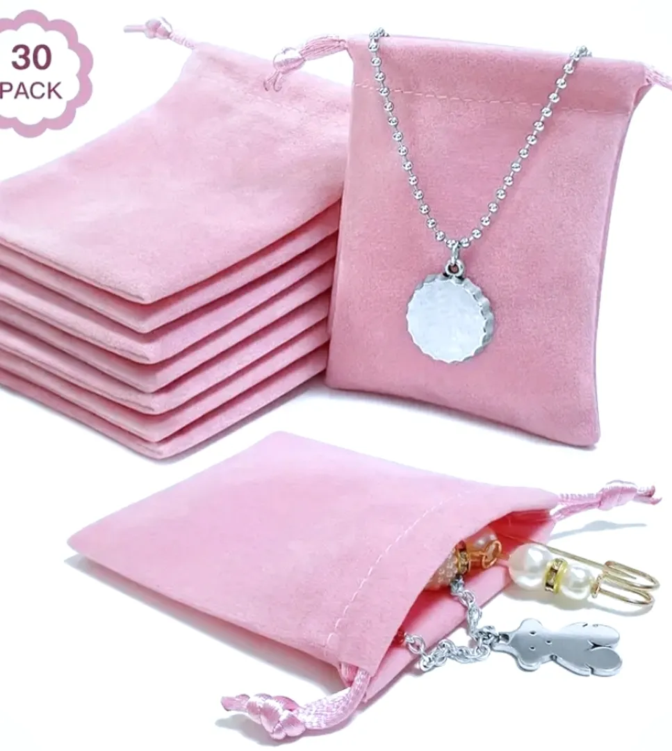 Pink Pouch Set Consisting Of 30 Pink Velvet Pouches 25 Flower Shaped Pouches 10 Heart Shaped Ouches Set Pink Beauty Aesthetics