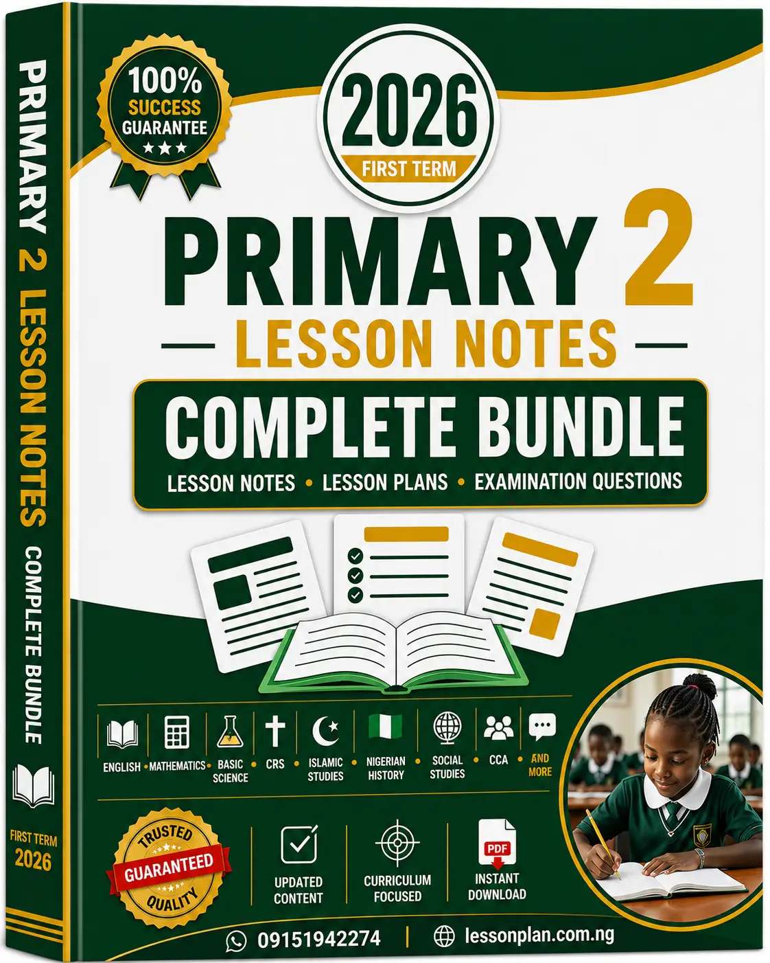Primary 2 First Term Bundle — Lesson Notes, Lesson Plan & Exam Questions (All Subjects)