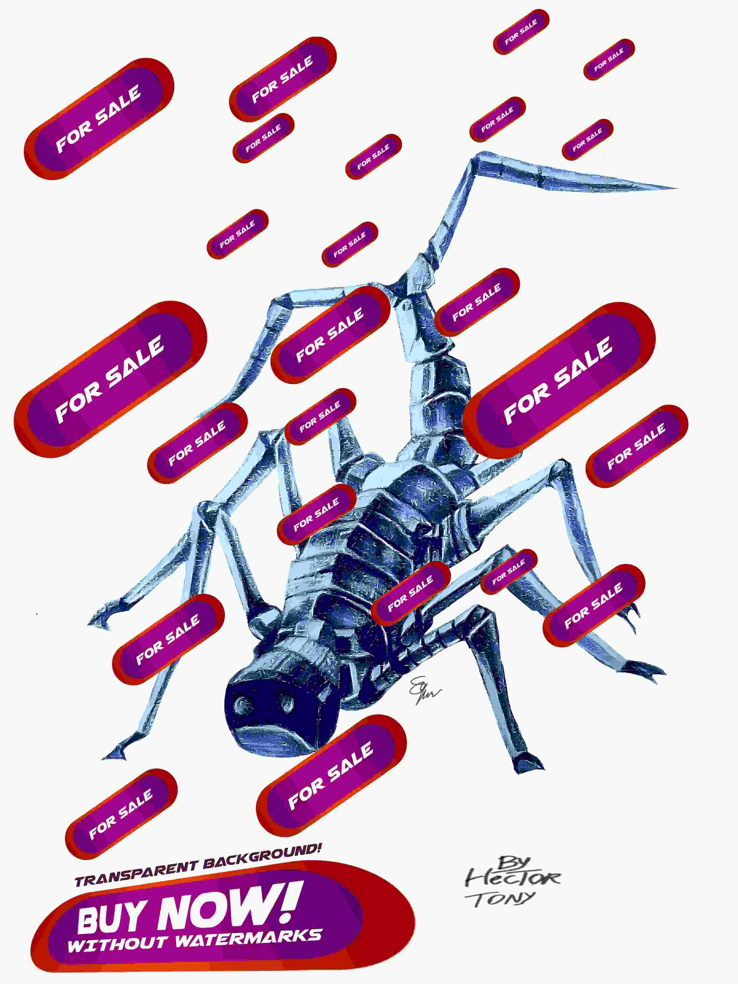 Sci-fi scorpion Artwork (TRANSPARENT BACKGROUND PNG)