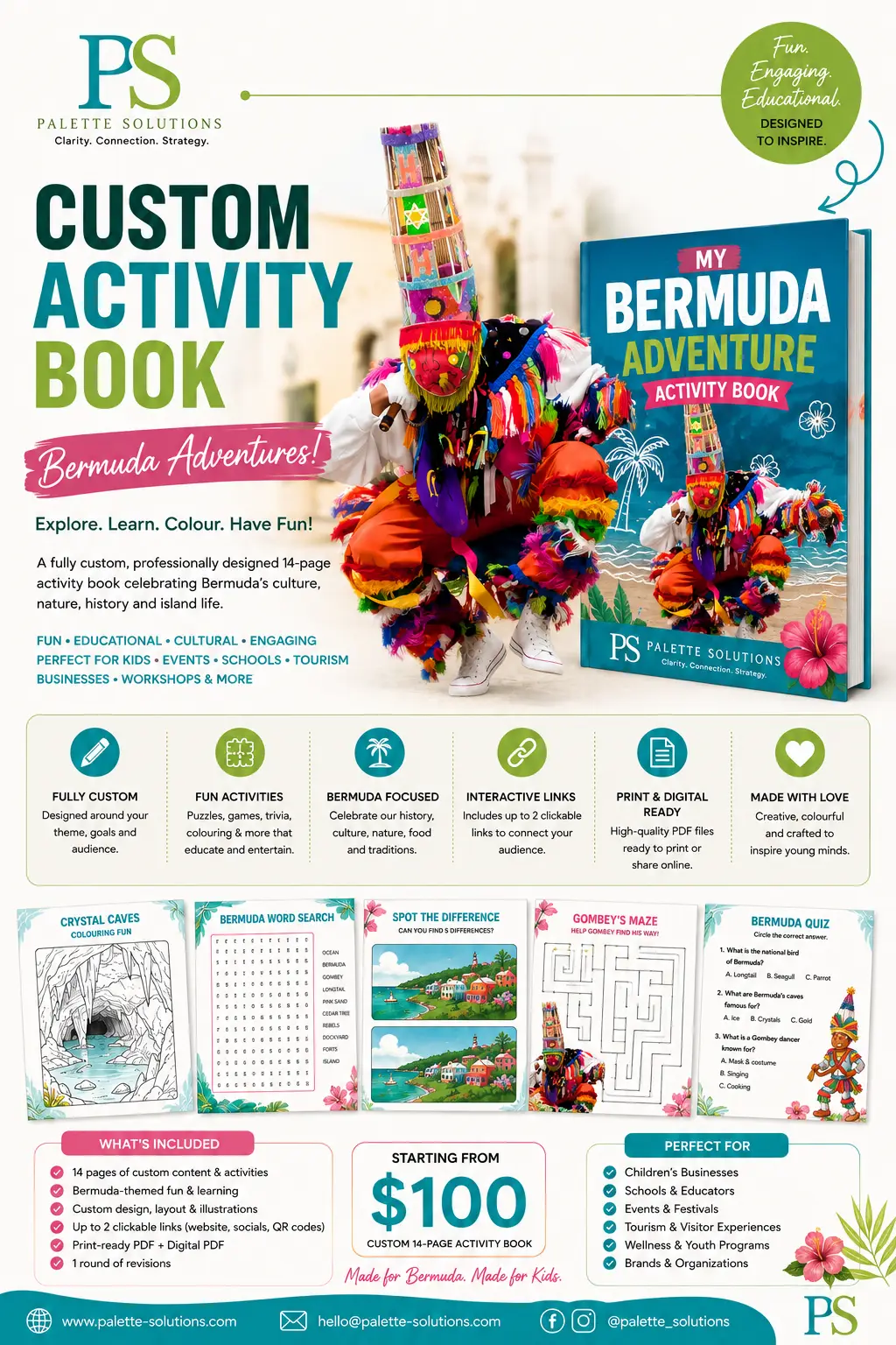 BERMUDA CUSTOM 14 PAGE ACTIVITY BOOK (ANY THEME)