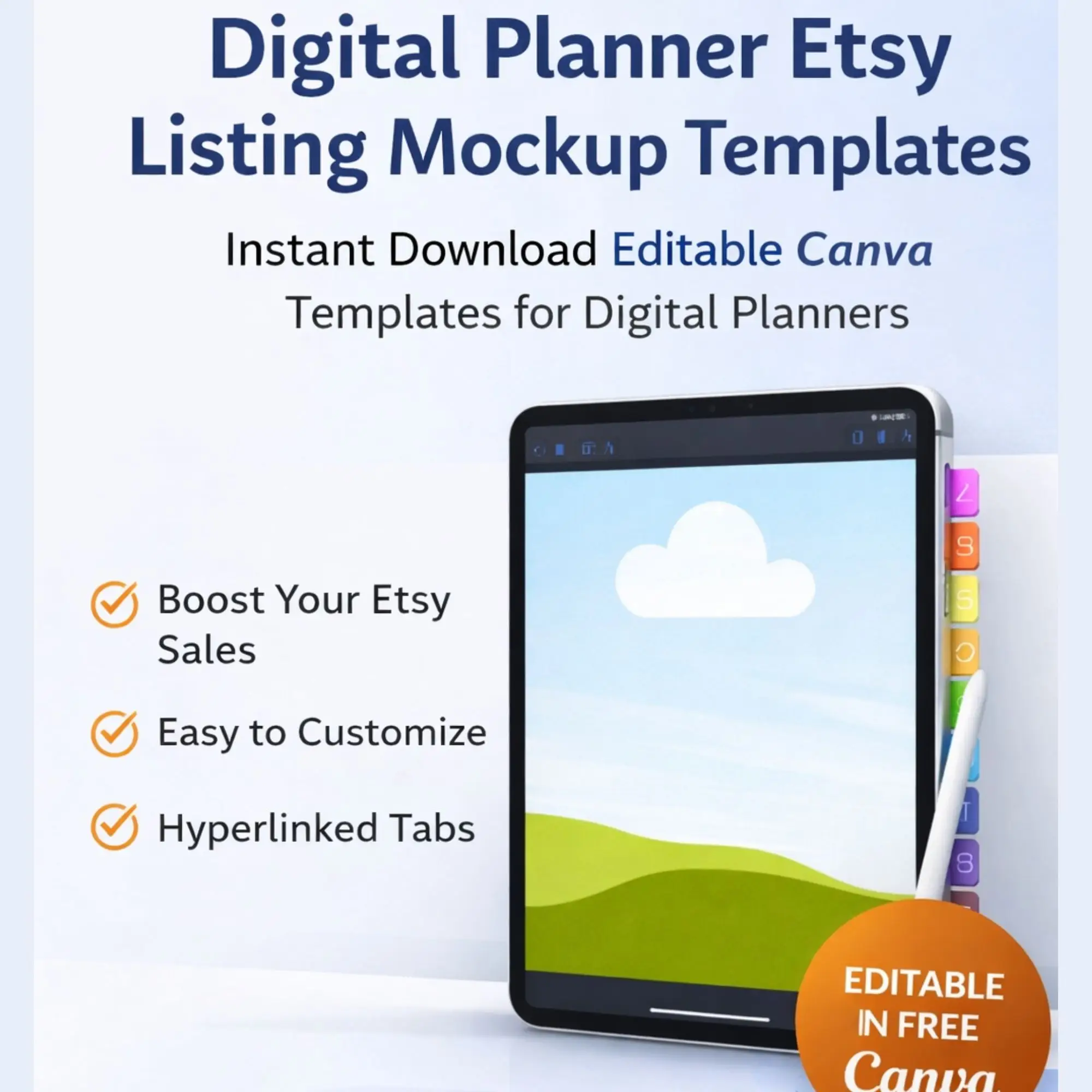 Editable Canva Mockup Templates for Digital Planners | Etsy Listing Designs (Digital Download)