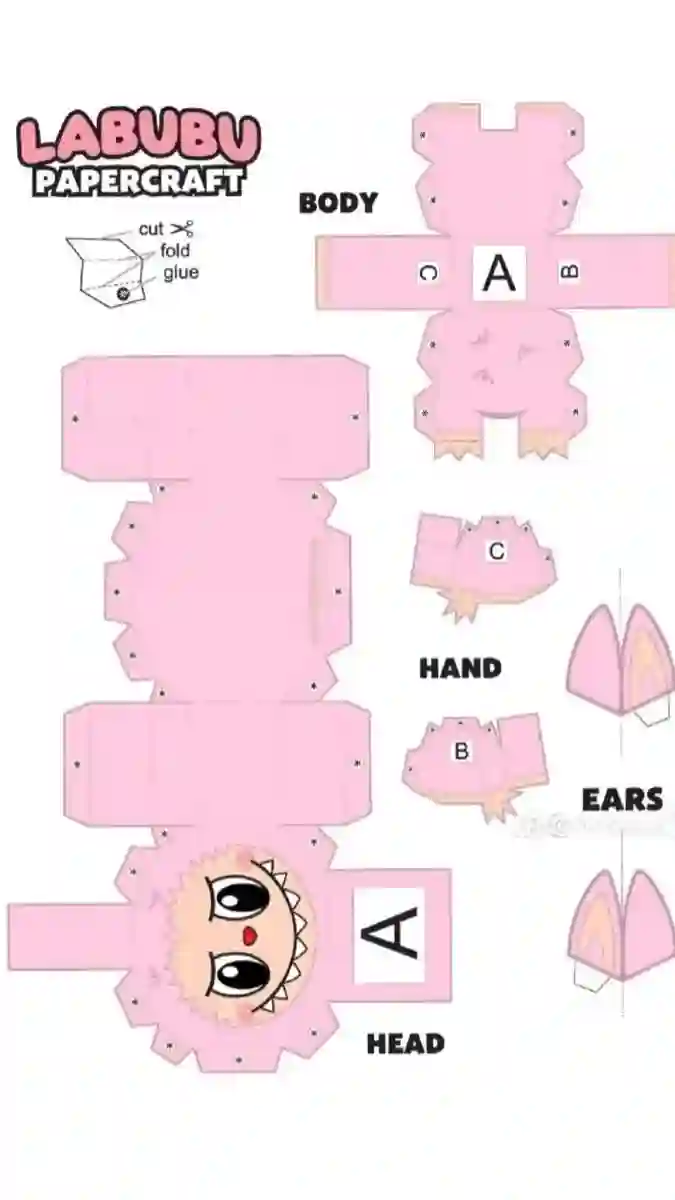 Labubu paper craft template
