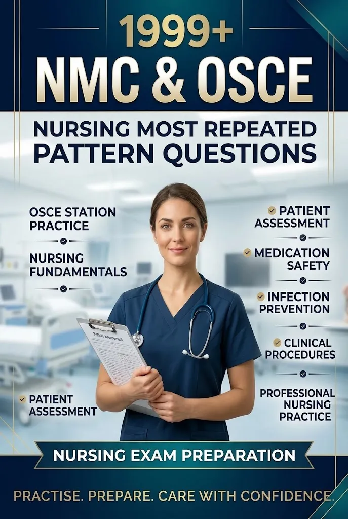 1999+ NMC & OSCE NURSING MOST REPEATED PATTERN QUESTION EVERY EXAM