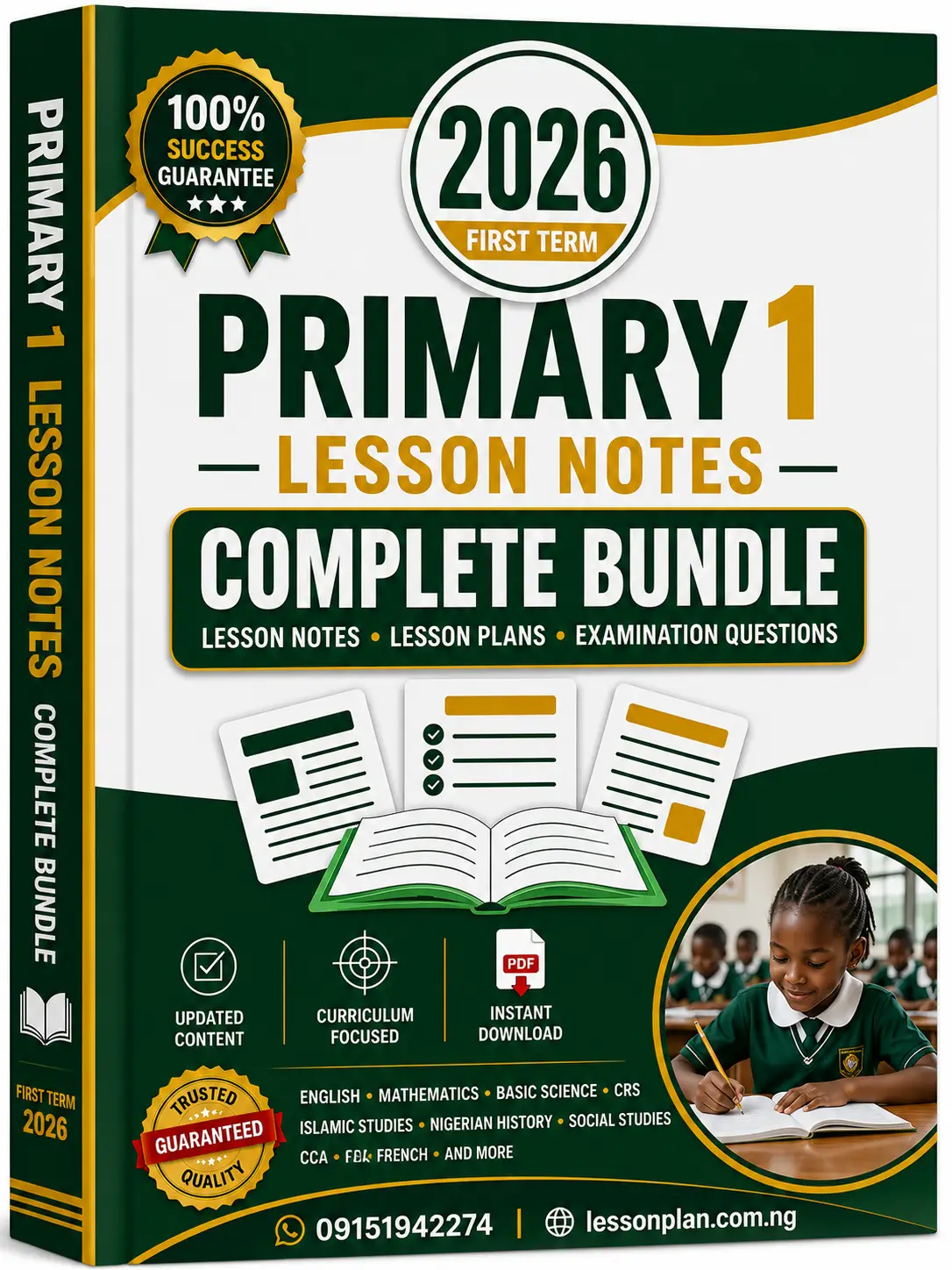 Primary 1 First Term Bundle — Lesson Notes, Lesson Plan & Exam Questions (All Subjects)